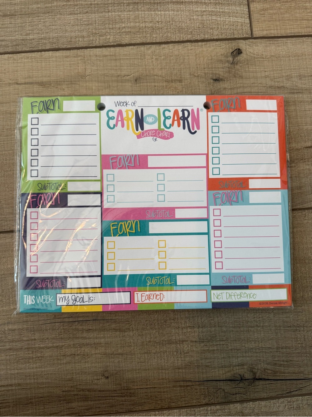 BNWT Denise Albright Earn & Learn Kids Money Management Chore Chart Pad